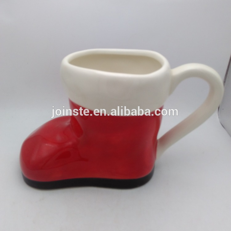 Red shoes shaped ceramic coffee mug