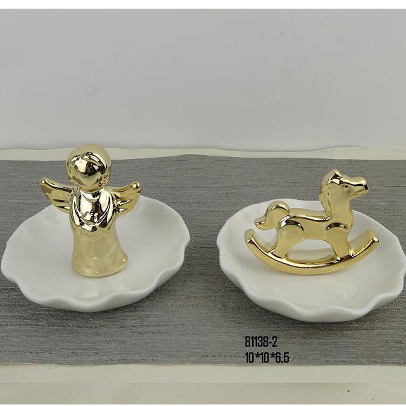 Golden Angel Ring Dish,hobbyhorse ceramic trinket dish,custom ceramic trinket dish