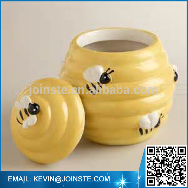 Custom Shape ceramic beehive cookie jar,custom design cookie jar