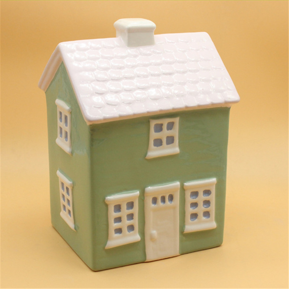 Custom made novelty  ceramic money bank  unique  house shape  money bank piggy bank