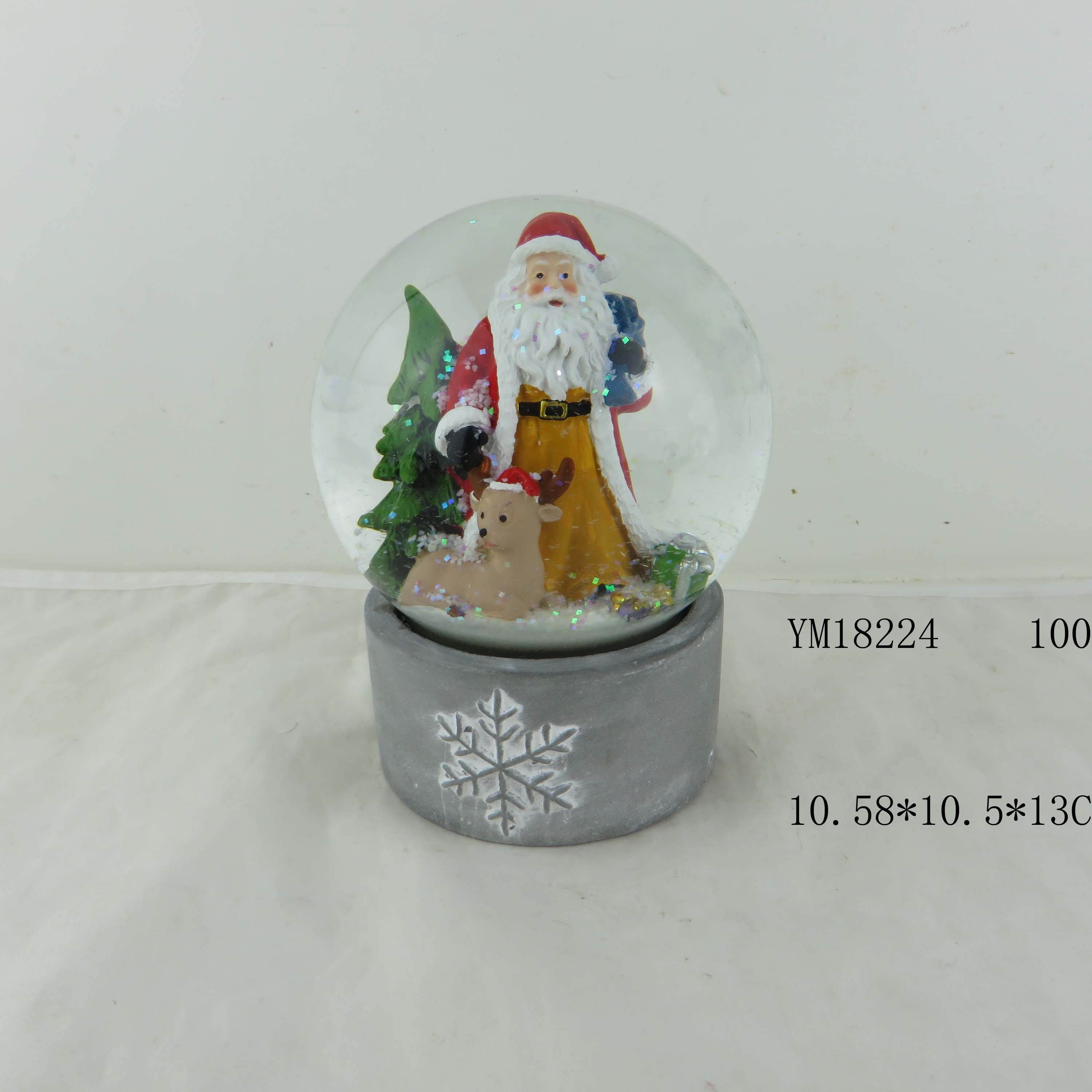 Polyresin Snow globe Santa cement Base waterglobe for Christmas Decoration