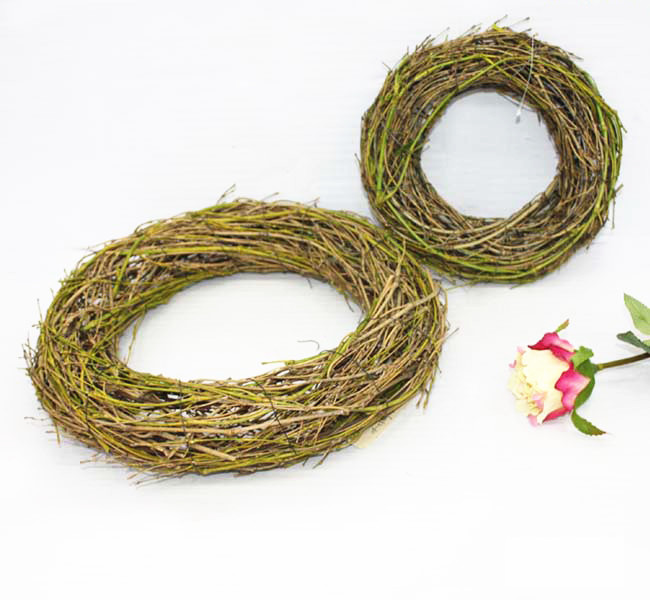 bamboo twig round garland wreath 10 inch