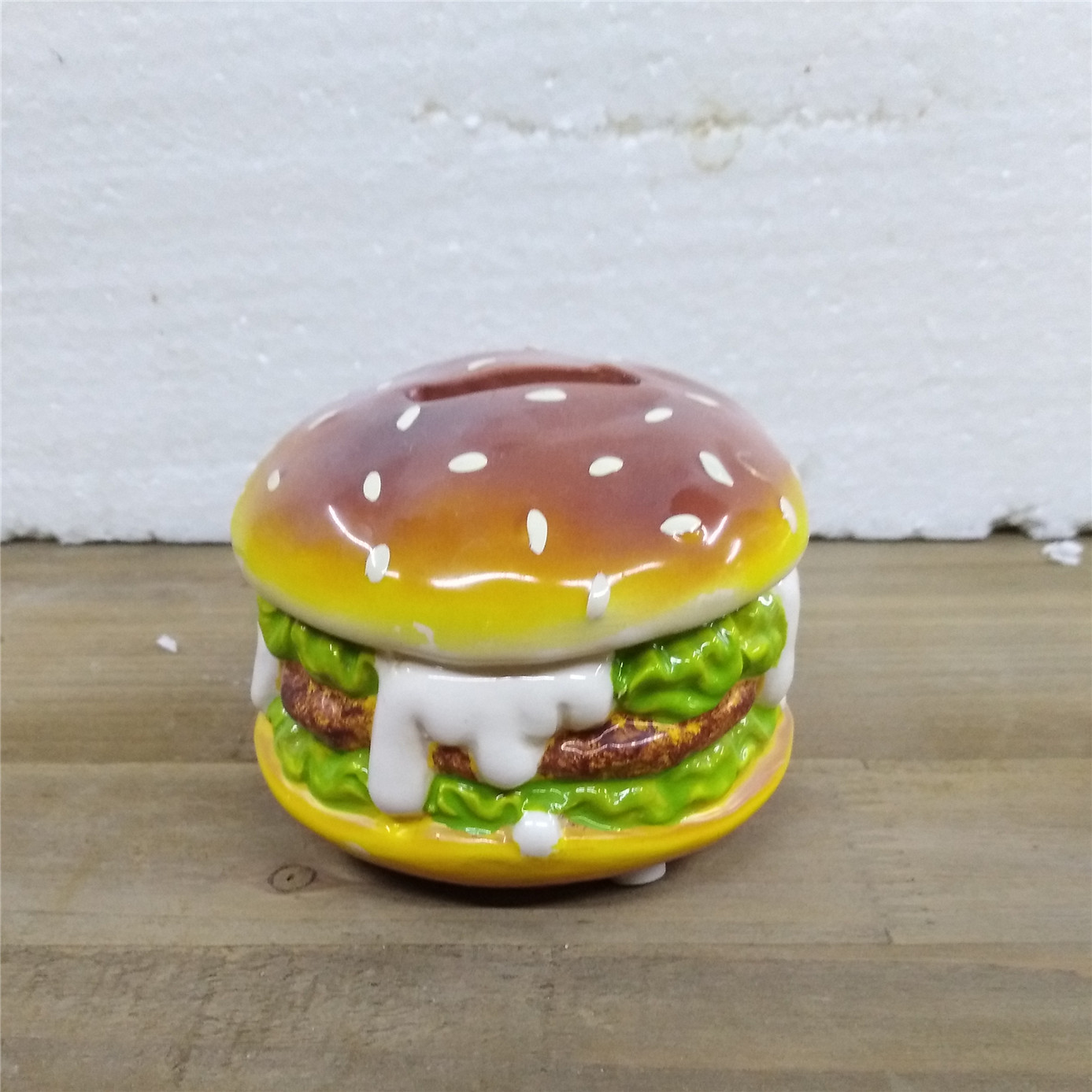 Custom  creative   ceramic beef burger  shape  money  bank,kids birthday gift money  bank