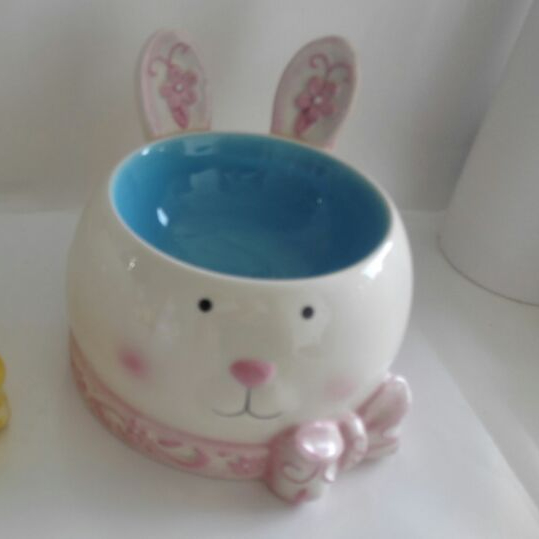 Ceramic easter rabbit basket bowl