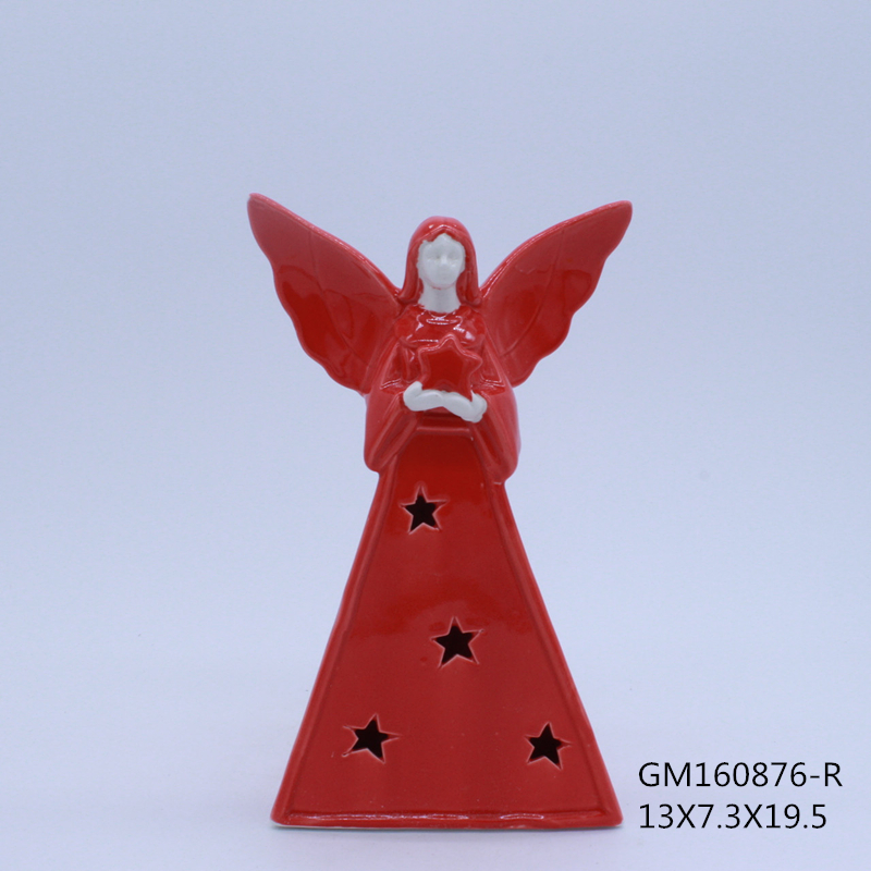 Handmade Ceramic Figurine, Angel from San Pedro la Lagun, Red color
