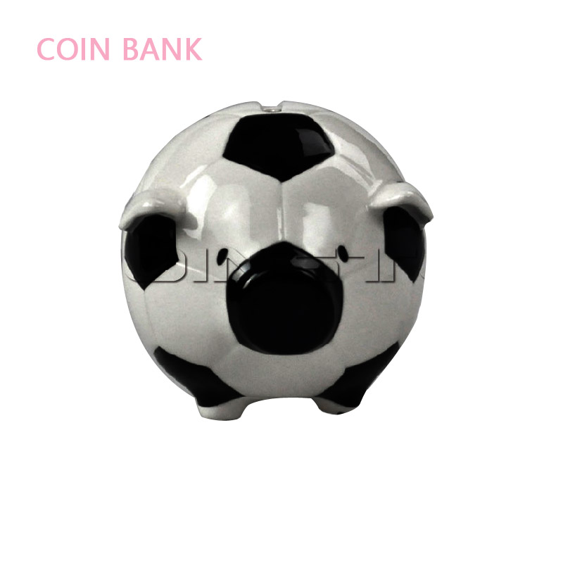 Soccer Ball Piggy Bank Ceramic Soccer Ball Bank,Personalized Football Piggy Bank