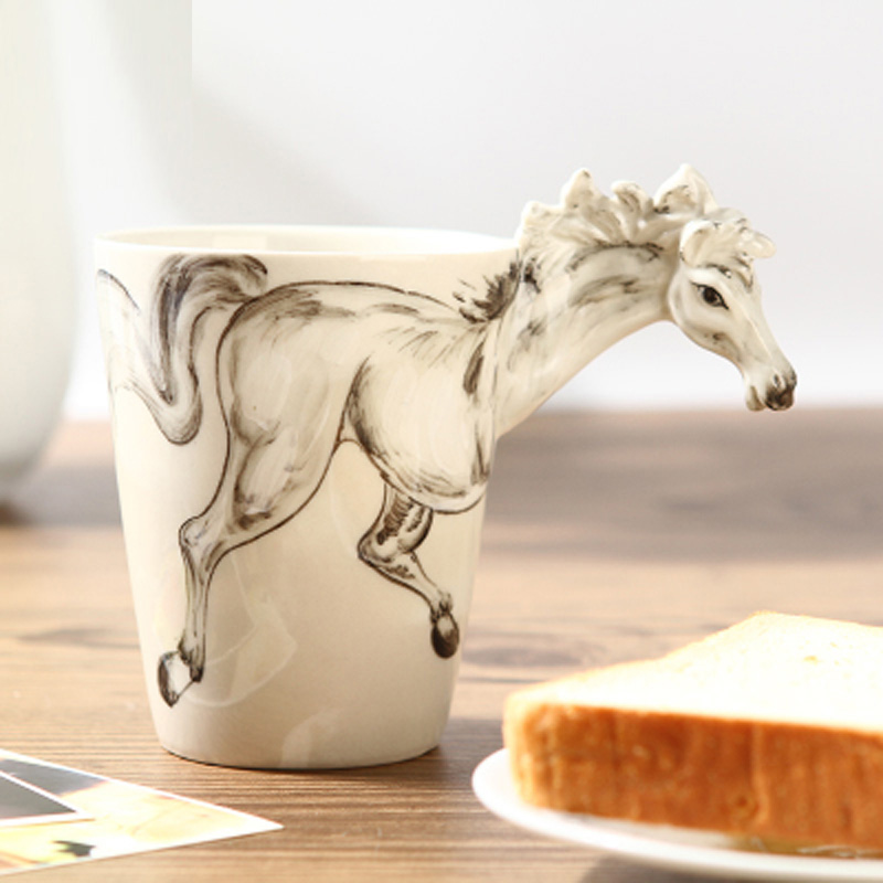 Custom Animal Shape Mug,3D White Horse Mug,Ceramic Horse Cup