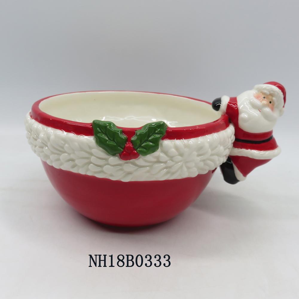Nice design santa or snowman ceramic Christmas dolomite dip cup bowl