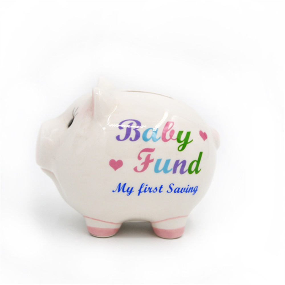 White painting ceramic piggy bank  pig shape money bank  coin bank custom