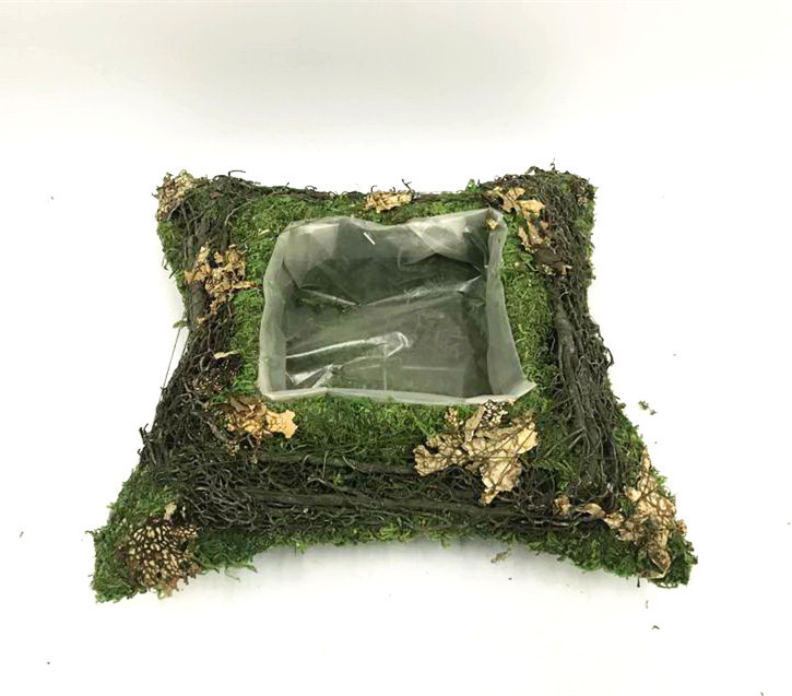 moss square flower pot ,moss pillow design flower pot