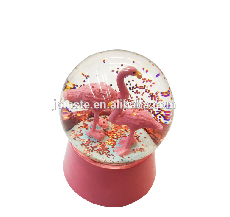 Resin Flamingo glitter glass ball snow globes 80 -100 mm