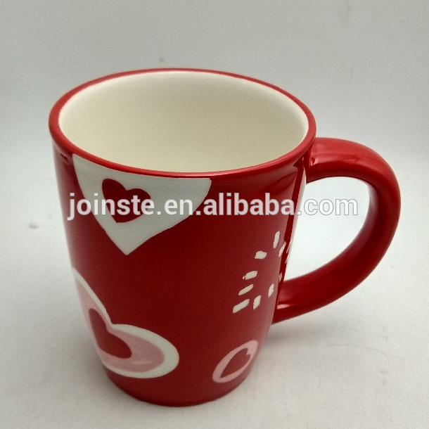 Valentine red heart ceramic coffee mug