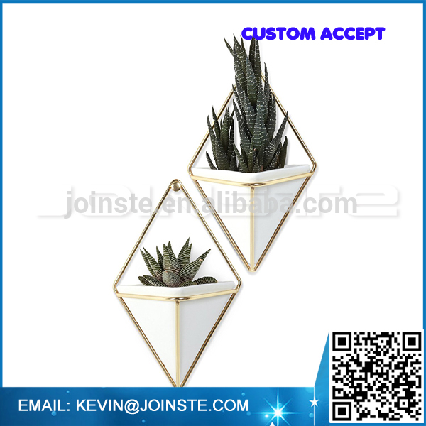 Hanging Planter Vase & Geometric Wall Decor Container – Great For Succulent Plants, Air Plant, Mini Cactus, Faux Plants and More