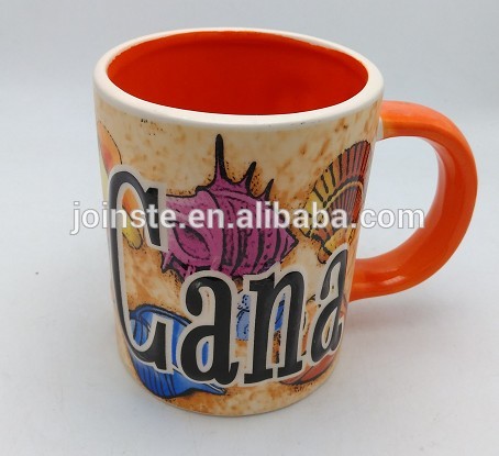 Transfer print  fish painting ceramic mug