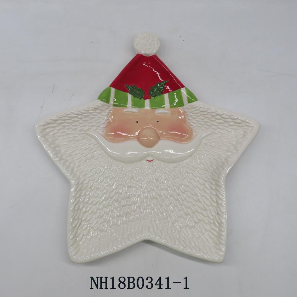Wholesale Personalized ceramic snowman star shape dish