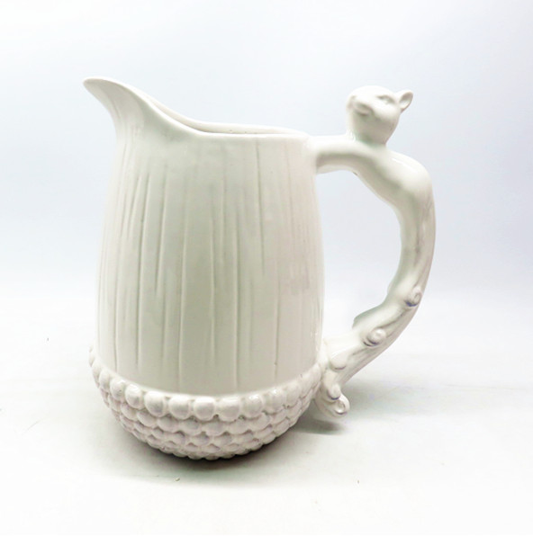 White Ceramic squirrel handle milk Creamer