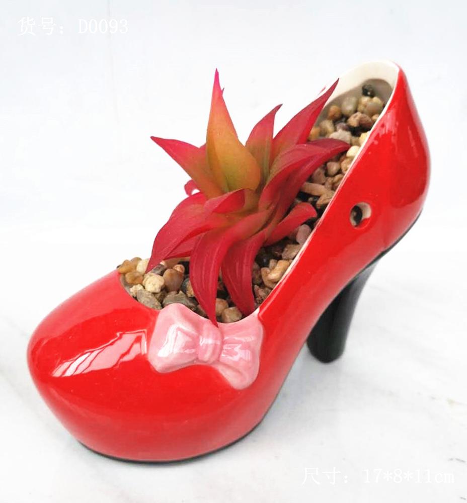 Artificial succulent assorted in shoes design flower pot