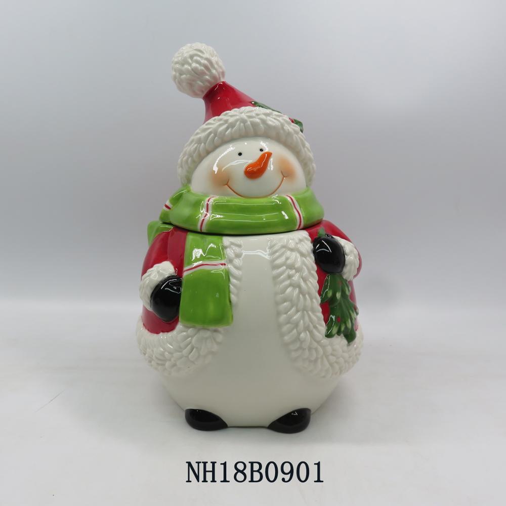 Cute Christmas Snowman Series Storage Jar Decorative Ceramic Candy Jars
