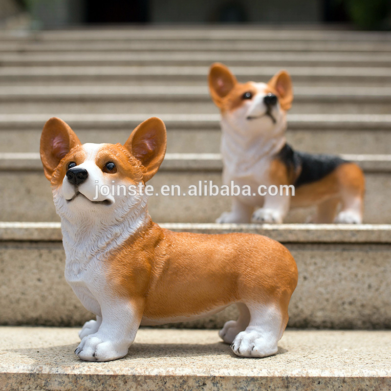 Resin corgi figurines,custom animal statues,polyresin puppy