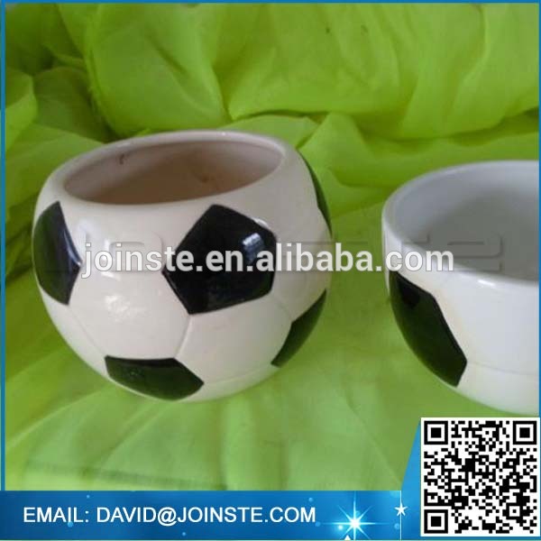 Ceramic black and white football flower pot