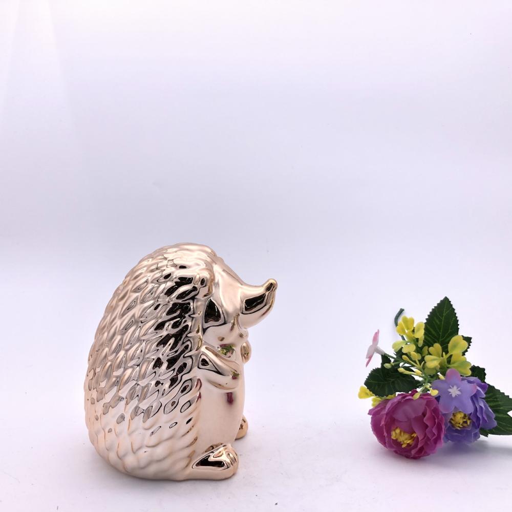 Rose Gold Hedgehog Ceramic Piggy Bank, Coin bank, Money box