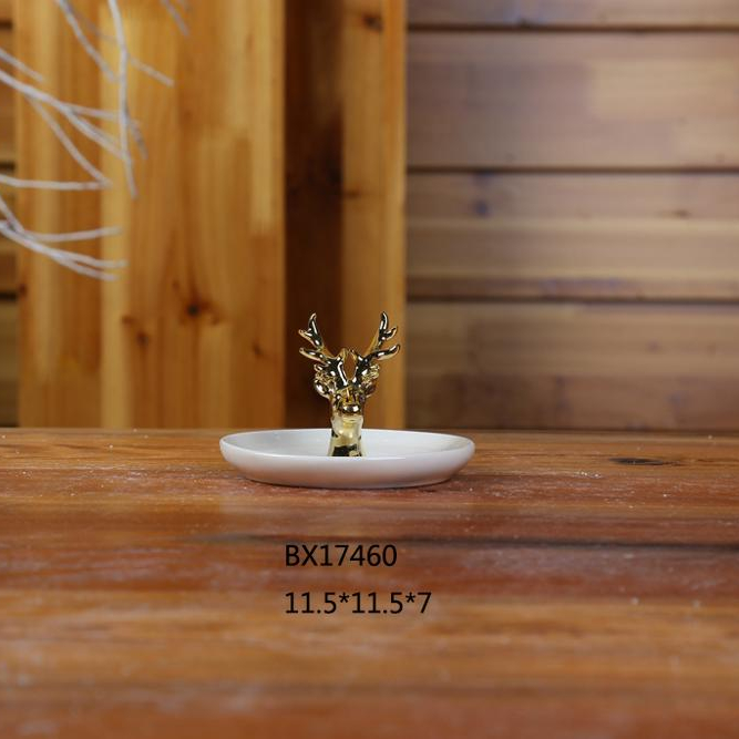 Porcelain Trinket Bowl, Stag ring dish