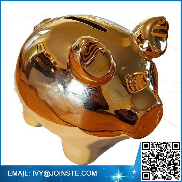 Ceramic metallic gold pig piggy bank money bank money box
