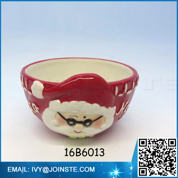 Santa Claus red ceramic bowl wholesale porcelain salad rice bowl