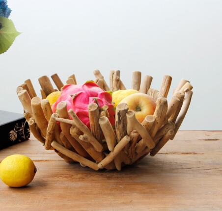 Natural primitive driftwood twig fruit basket ,driftwood fruit dishes