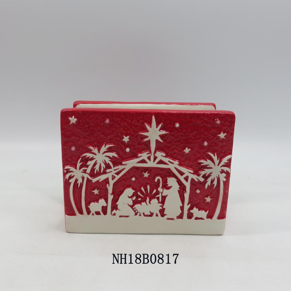 Red Christmas Holiday Wedding Napkin Holders Ceramic