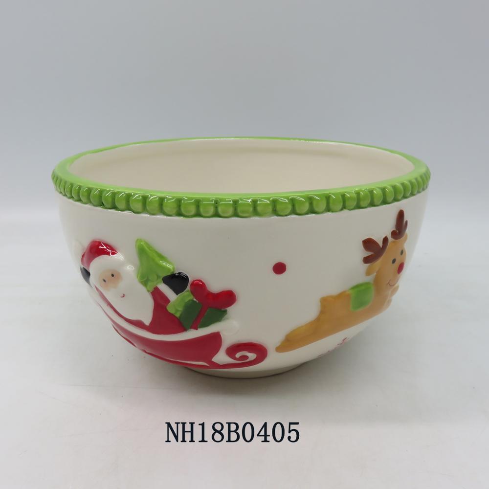 2018 Wholesale cute christmas reindeer shaped custom ceramic bowl dinnerware type