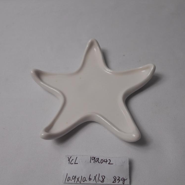 Custom white shell dish, ceramic sea star shape plates