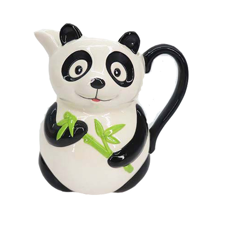 Ceramic Panda jug, Panda water jug with side handle, Porcelain Panda Pitcher
