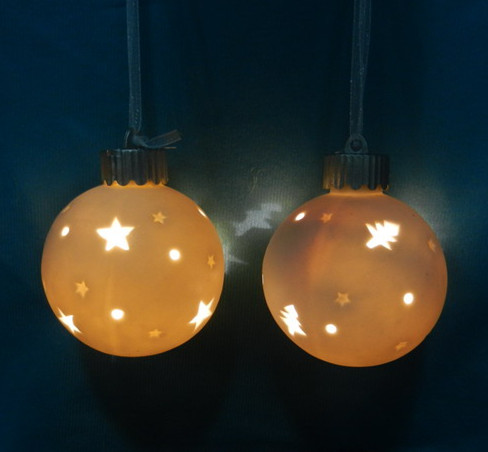 Festivel  ceramic christmas hanging ball ornament with LED light