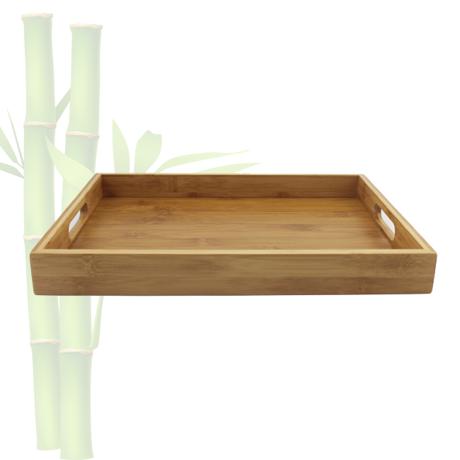 Rectangle Bamboo Butler Serving Tray With Handles