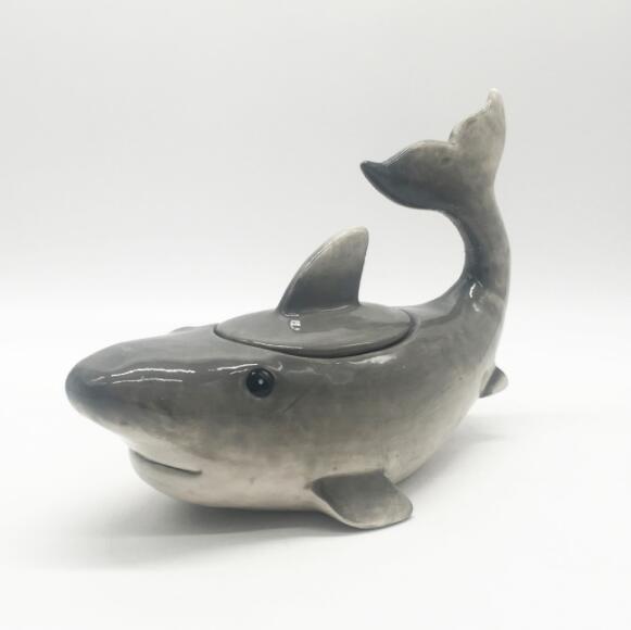 ceramic shark shaped jar,shark shaped containers,ceramic shark cookie jar