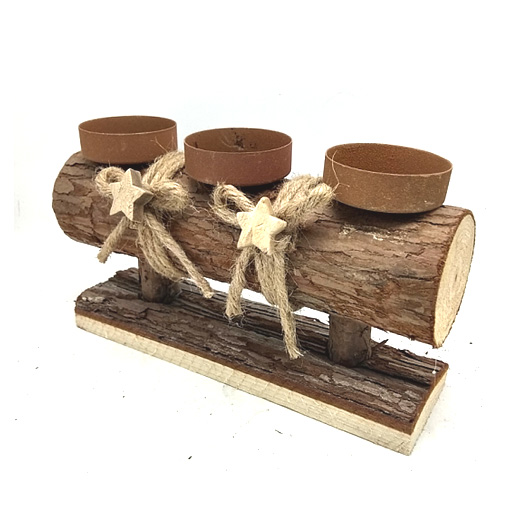 Christmas pine wood bark rustic votive candle holder