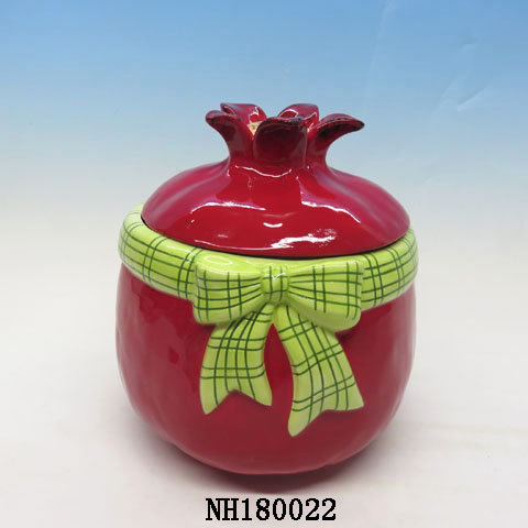 Handmade Ceramic Pomegranates Cookie Jar, Candy Jar,Treat Jar