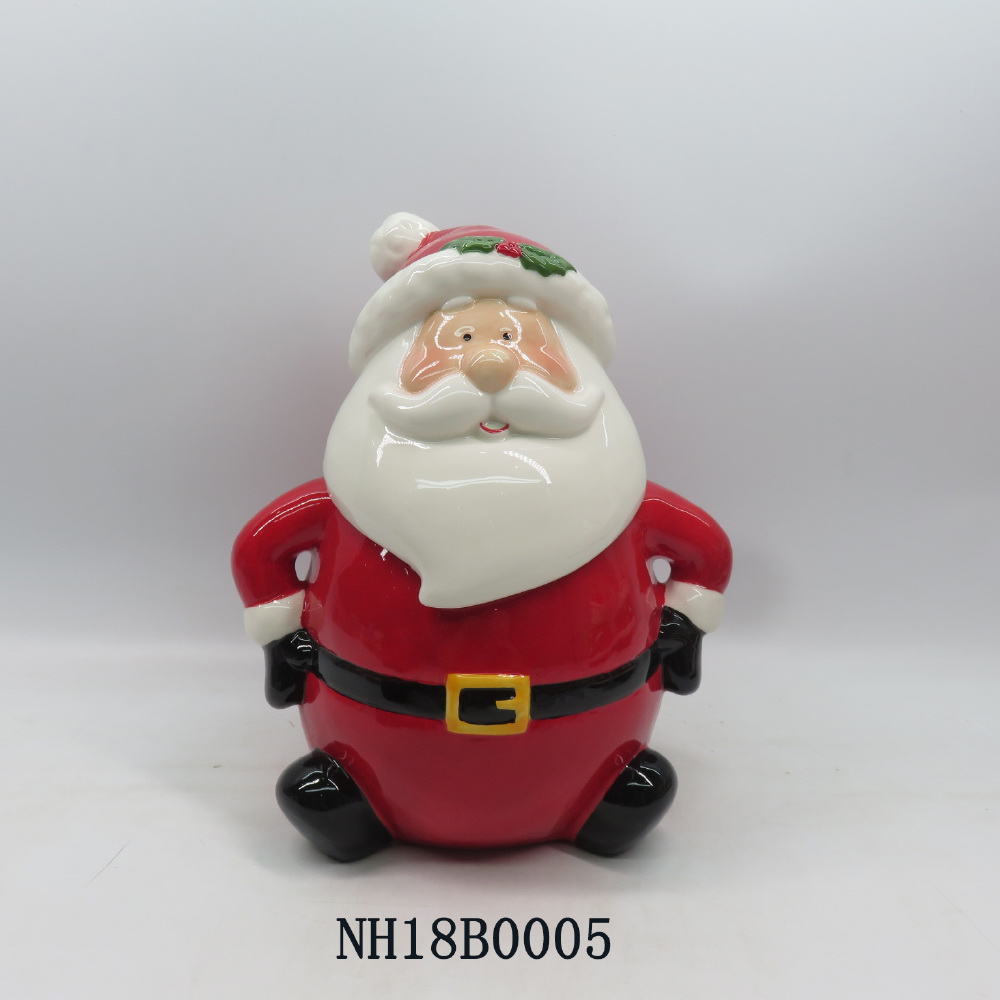 Hands on waist design series ceramic christmas cookie jar, Santa Cookie Container, handpainting santa ceramic cookie jars