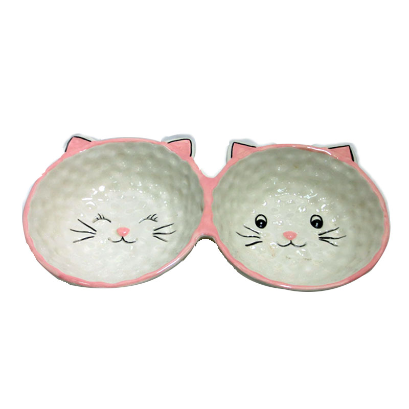 Pink Kitty ceramic food divider plate with divider,ceramic divided plate