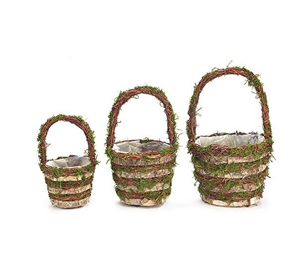 Grape vine moss children birch flower basket