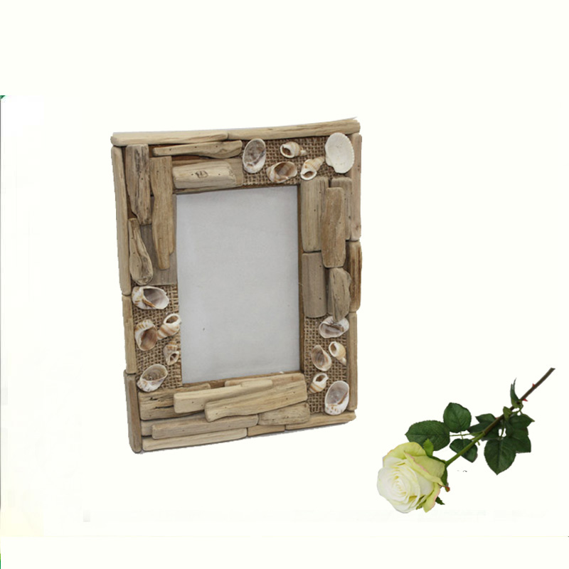 Shabby looking wood picture frames with shells