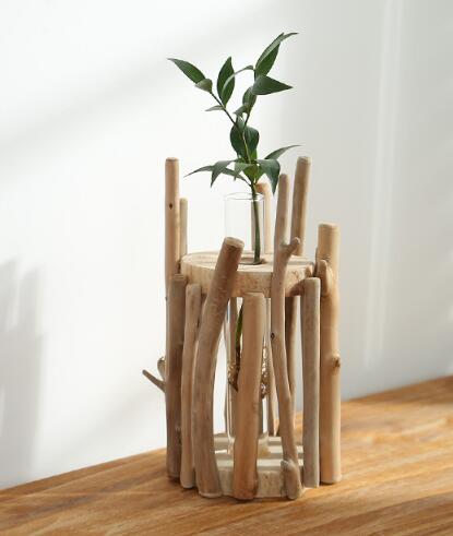 Natural  primitive driftwood flower vase ,flower rack holder
