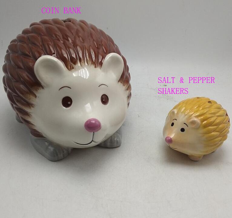 Custom ceramic hedgehog salt and pepper shakers