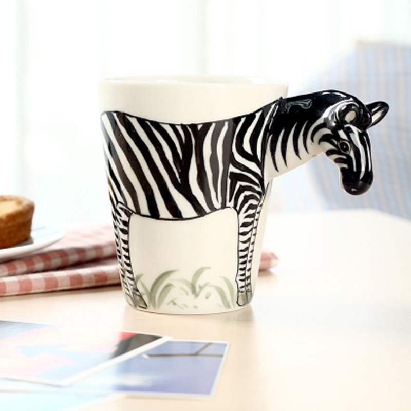 Custom Ceramic Animal Mugs,3D Zebra Mug,Zebra Coffee Cups