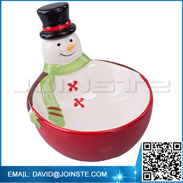 Christmas Ceramic Snowman Bowl with Hat Spreading Knife