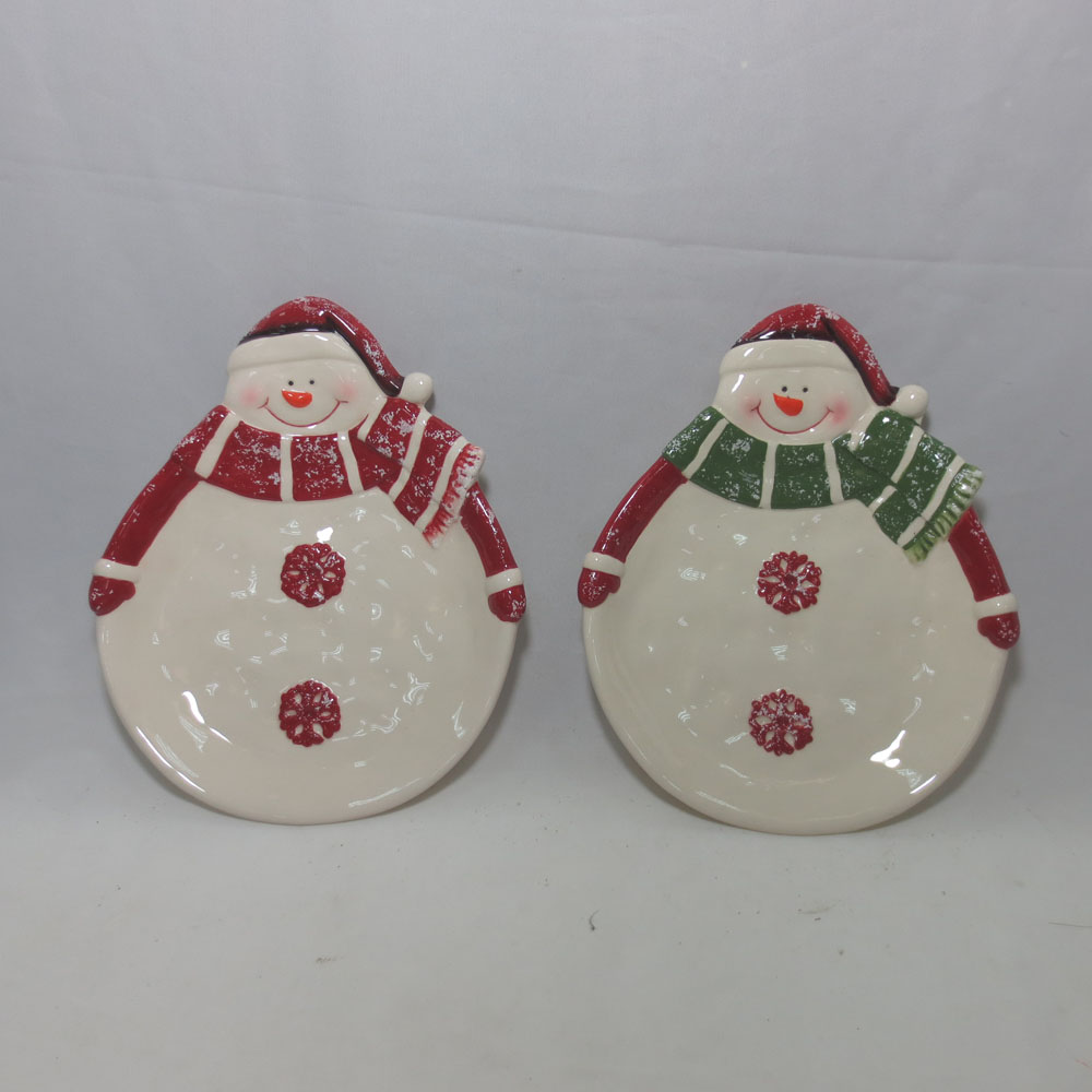 Christmas snowman hand made painting candy dish