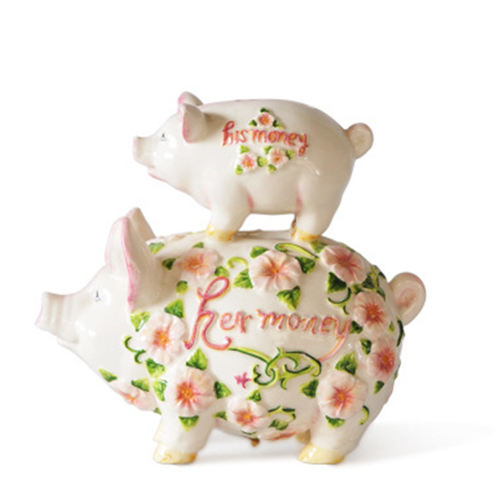 Hand painted ceramic flower pig money box  ,pig money bank ,piggy bank