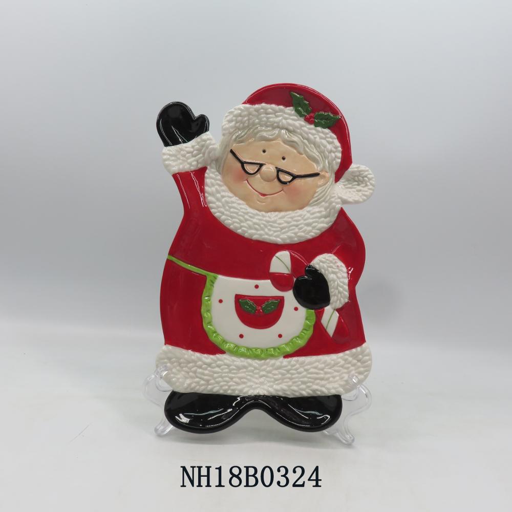 Hand printing ceramic salad plate with Santa claus design