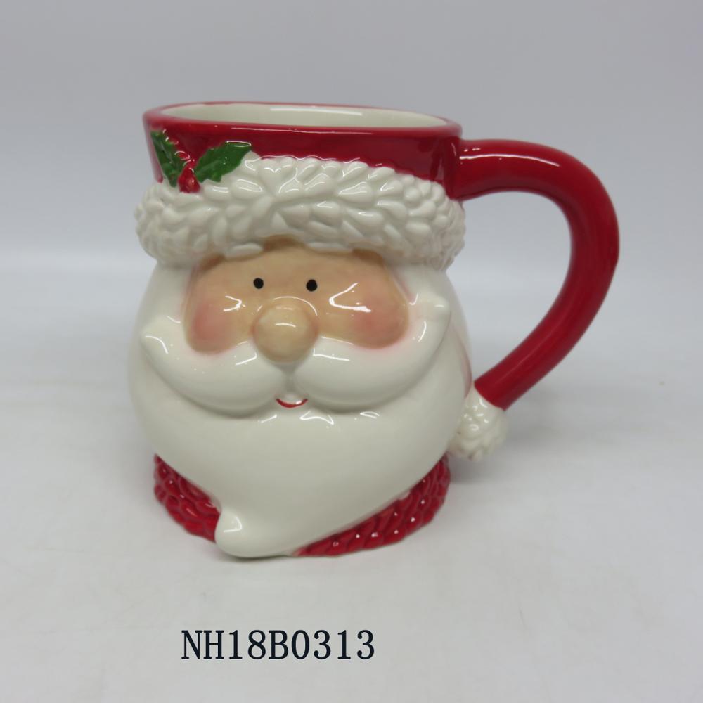 3D Colour Glaze Ceramic Porcelain Mug Christmas Santa Cup/Coffee Mug